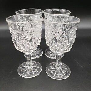 EAPG Westmoreland High Hob 550 Wine Glasses Set of 4 Antique Pressed Glass